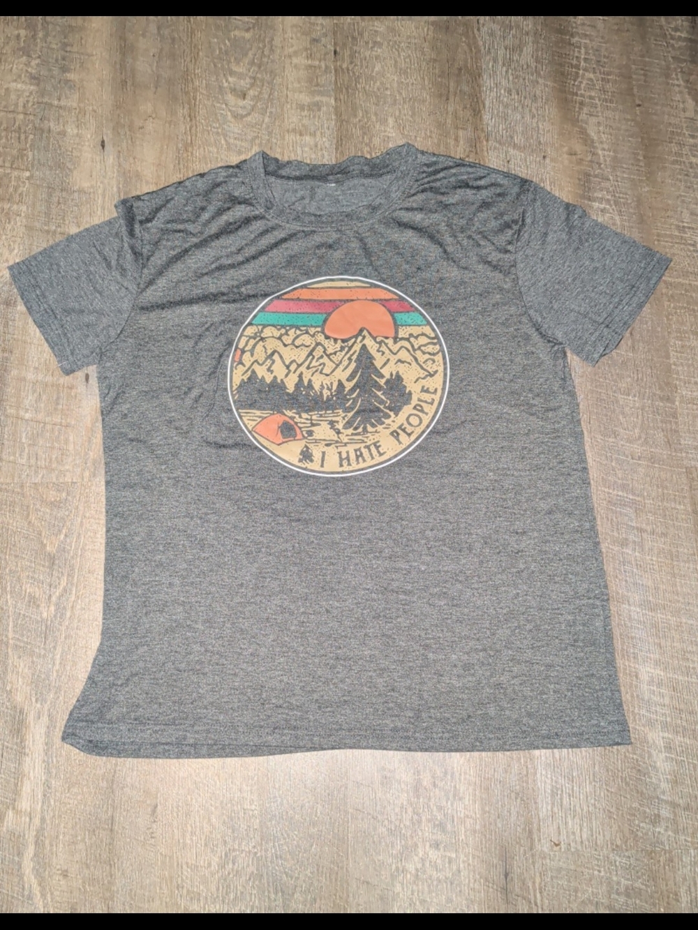 Womens medium heather gray tee- I hate people ☺️